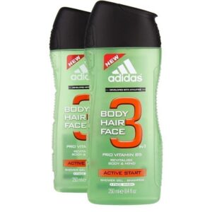 Adidas 3 in 1 Active Start Duo Shower Gel 250 x 2