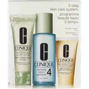 Clinique 3 Step Skin Care System 4 Liquid Facial Soap 50ml Clarifying Lotion 4 100ml Dramatically Different Moisturizing Gel 30ml