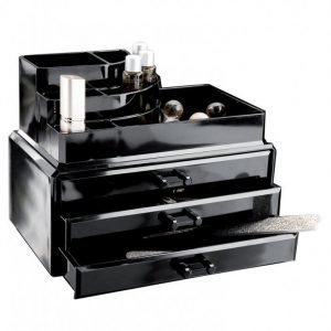 Cosmetic Organizer Large 3 Drawer Cosmetic Box Säilytysrasia Musta
