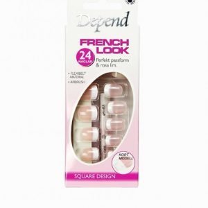 Depend French Look Nails Short Square Design Tekokynnet Vaaleanpunainen