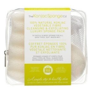 Konjac Sponge Travel/Gift Sponge Bag Duo Pack 100% Pure
