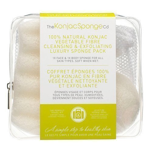 Konjac Sponge Travel/Gift Sponge Bag Duo Pack 100% Pure