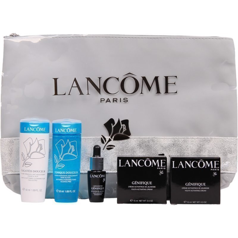 Lancôme Génifique Genifique Youth Activating Cream 15ml Galateis Douceur Clean. Fluid Face & Eyes 50ml Tonique Douceur 50ml Genifique Advanced Youth Activating Concentrate 7ml Toiletry Bag