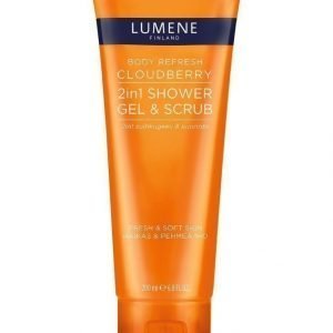 Lumene Body Refresh Cloudberry 2in1 Shower Gel & Scrub Suihkugeeli 200 ml