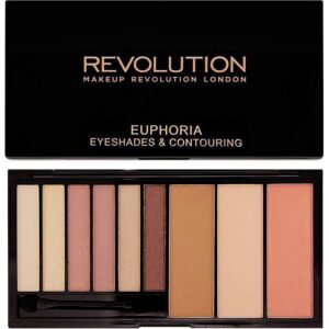 Makeup Revolution Euphoria Palette Bare Euphoria Eyeshades & Contouring. 6 Eyeshadows Blush Bronze & Highlighting Powders.