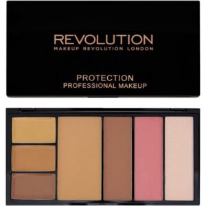 Makeup Revolution Protection Professional Makeup 3 Super Blending Concealers & Silk Touch Anti Shine Powder & Contouring Kit Medium/Dark