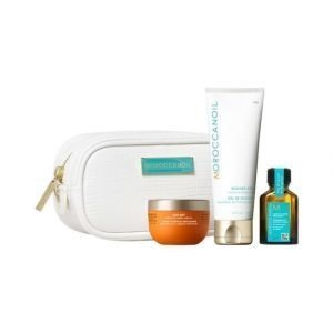 Moroccanoil Cleanse Travel Kit Body Buff Vartalonkuorinta + Cleansing Bar Vartalosaippua + Treatment Hiusöljy