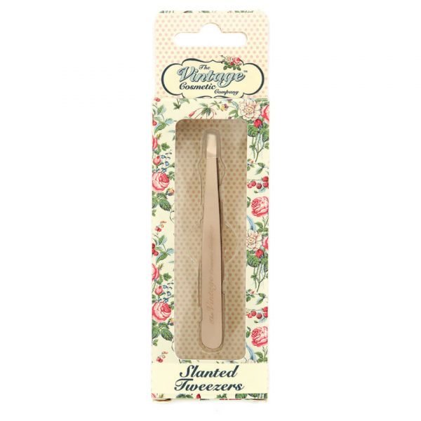 The Vintage Cosmetics Company Slanted Tweezers Rose Gold Beauty Box