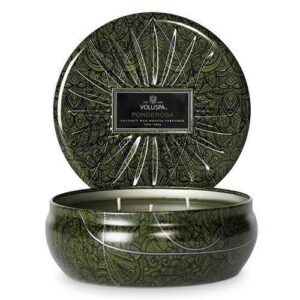 Voluspa 3 Wick Candle Metallic Decorative Tin Ponderosa