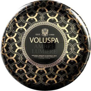 Voluspa Ambre LumiereWick Maison Metallo Candle 312g