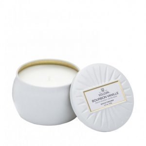 Voluspa Bourbon Vanille Decorative Tin Candle Tuoksukynttilä Valkoinen