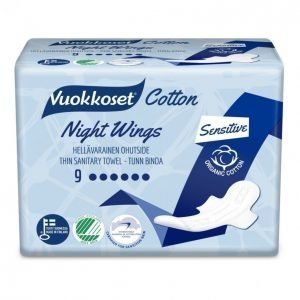 Vuokkoset Cotton Night Wings Terveysside 9 Kpl