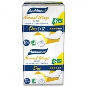 Vuokkoset Duo Normal Wings Terveysside 2 X 12 Kpl