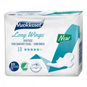 Vuokkoset Long Wings Terveysside 10 Kpl